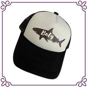 One Baby Trucker Hat  Black & White Baby Shark NEW